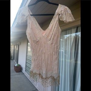 Silk night top cream size M